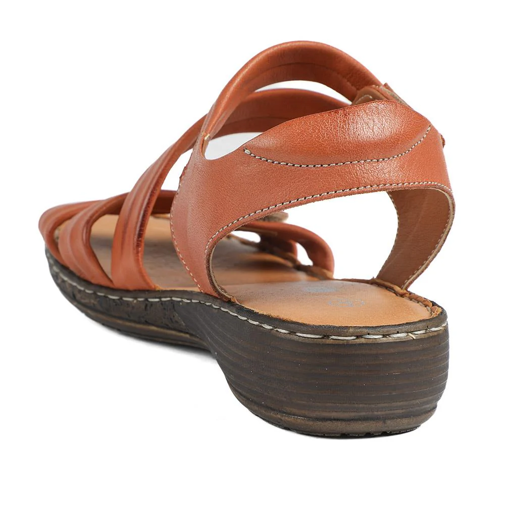 Leather Comfort Sandals with Touch Fastening - LUCK43000 / 329 418 - Tan - Image 4