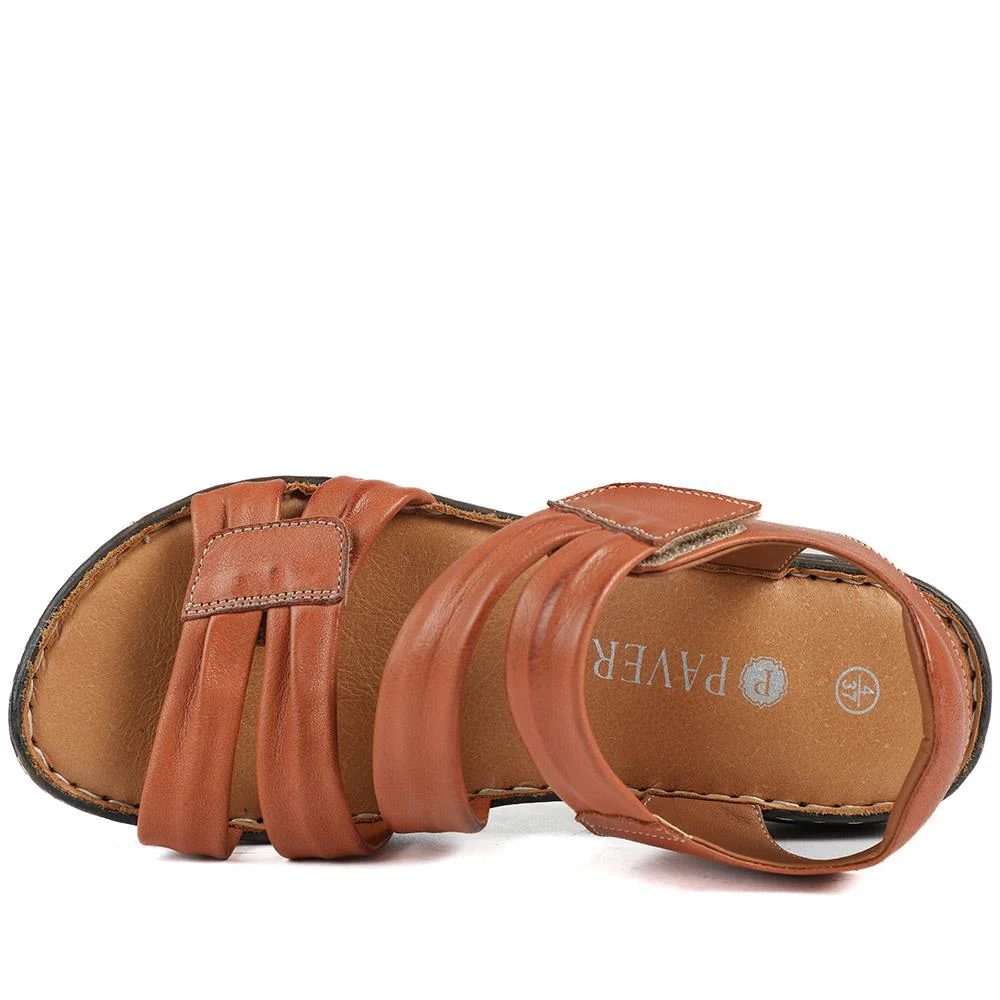 Leather Comfort Sandals with Touch Fastening - LUCK43000 / 329 418 - Tan - Image 5