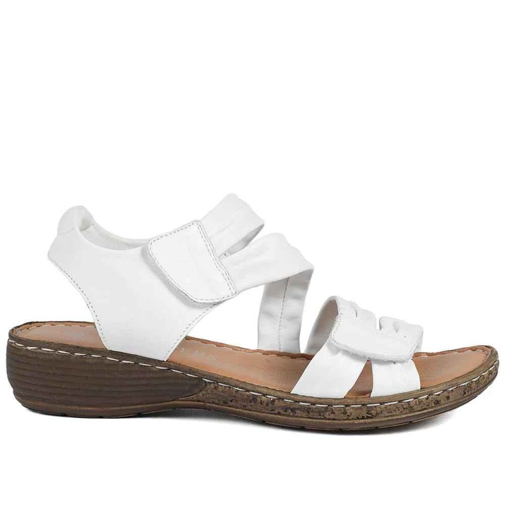 Leather Comfort Sandals with Touch Fastening - LUCK43000 / 329 418 - White - Image 3