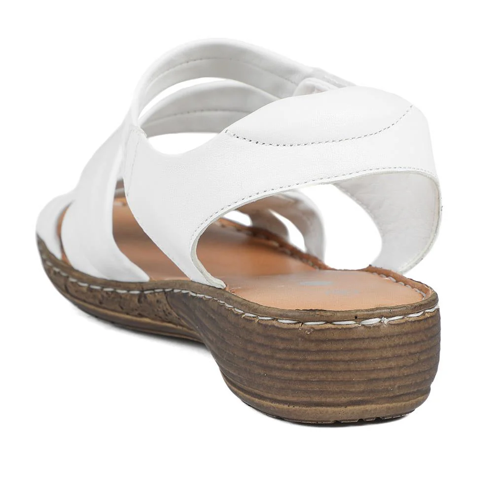Leather Comfort Sandals with Touch Fastening - LUCK43000 / 329 418 - White - Image 4