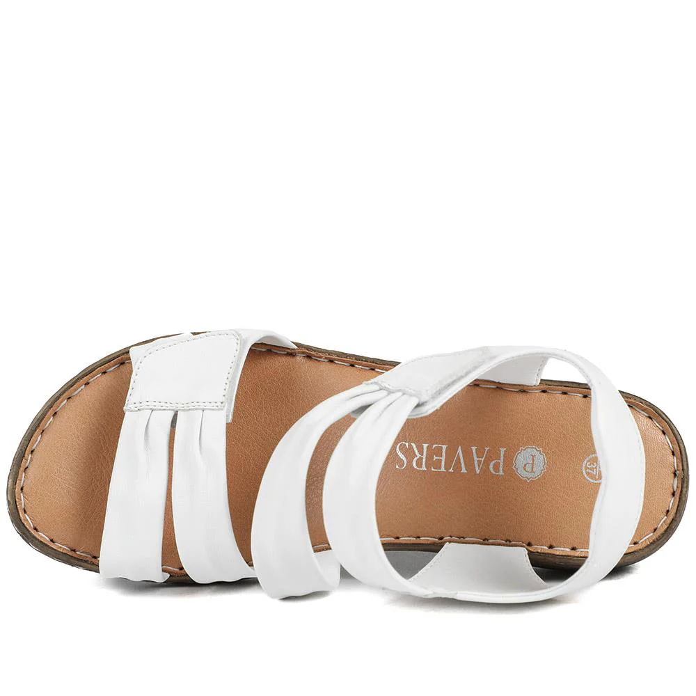 Leather Comfort Sandals with Touch Fastening - LUCK43000 / 329 418 - White - Image 5