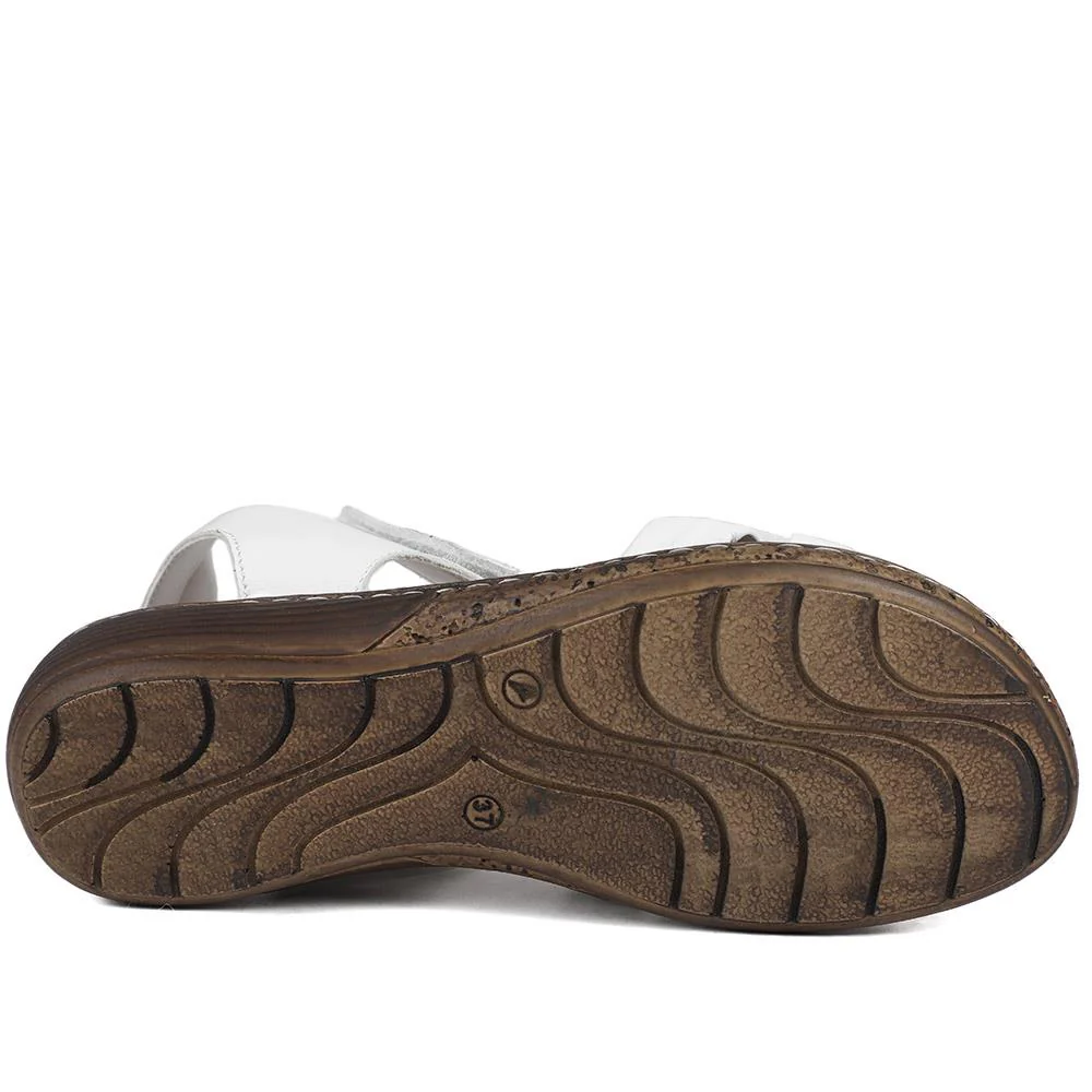 Leather Comfort Sandals with Touch Fastening - LUCK43000 / 329 418 - White - Image 6
