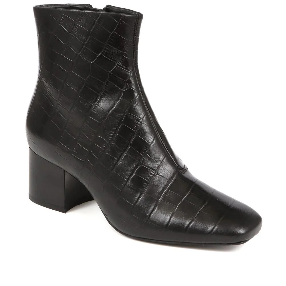 Leather Croc Heeled Ankle Boots - SUZETTA / 324 559 - Image 2
