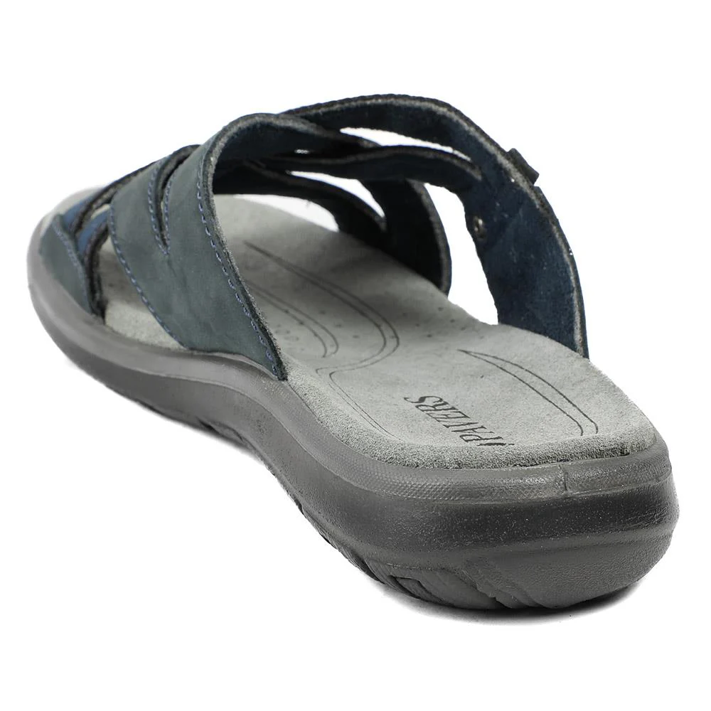 Leather Cross Strap Slip On Sandals - DDIN43010 / 329 105 - Navy - Image 3