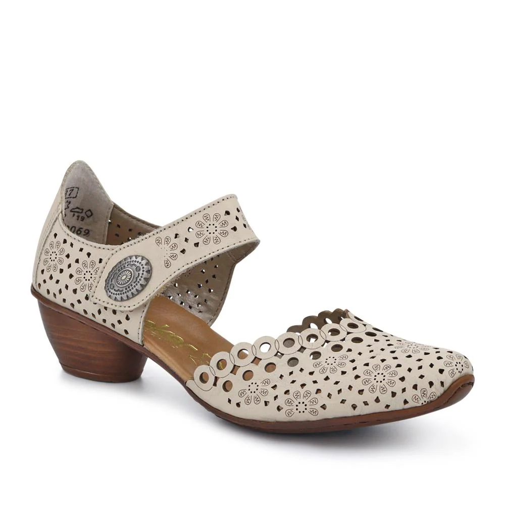 Leather Cuban-Heeled Mary Janes - RKR41536 / 327 286 - Beige
