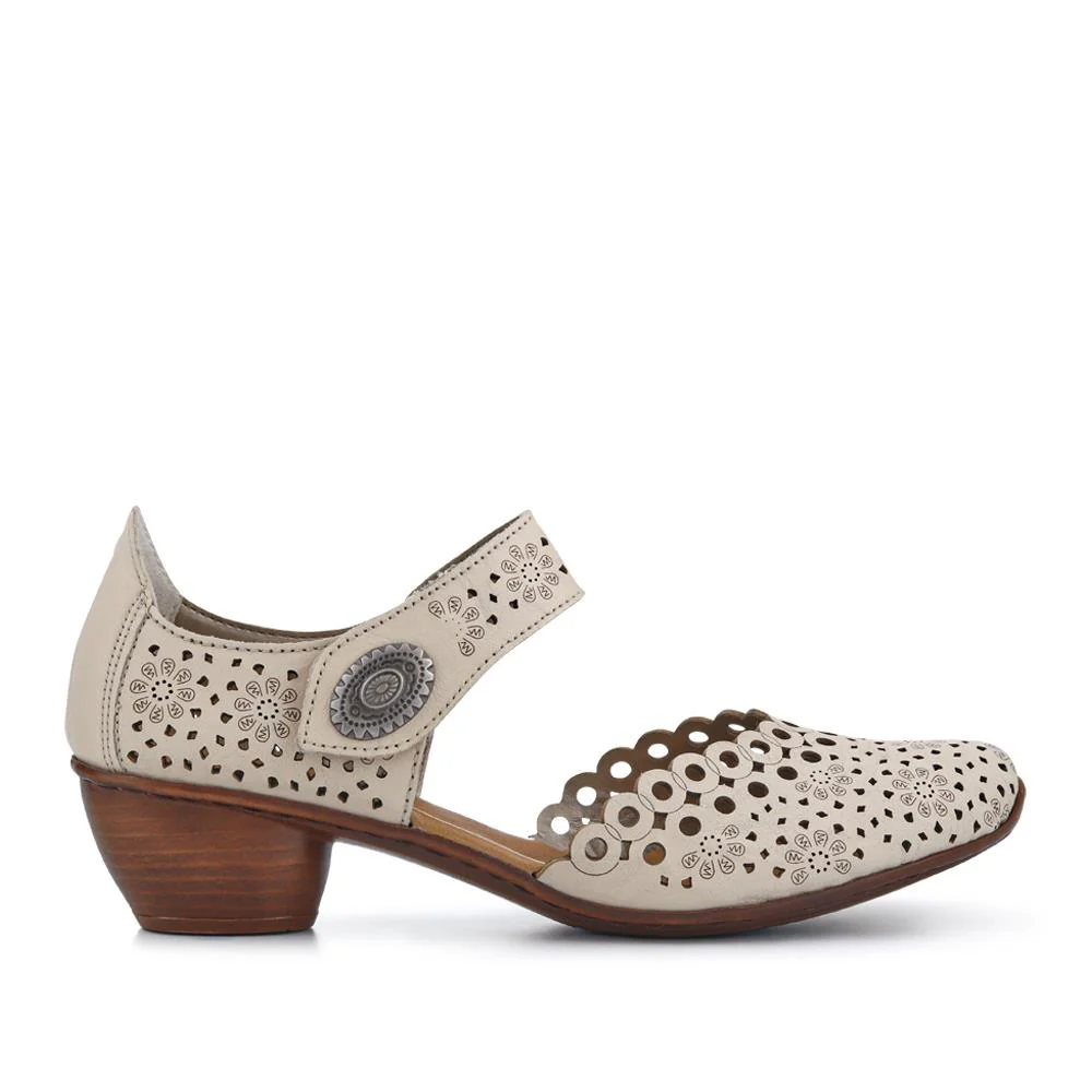 Leather Cuban-Heeled Mary Janes - RKR41536 / 327 286 - Beige - Image 3