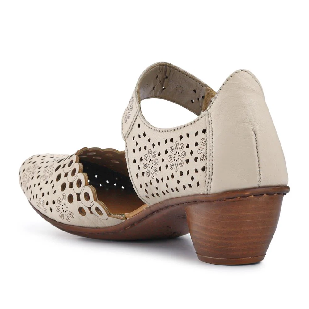 Leather Cuban-Heeled Mary Janes - RKR41536 / 327 286 - Beige - Image 4