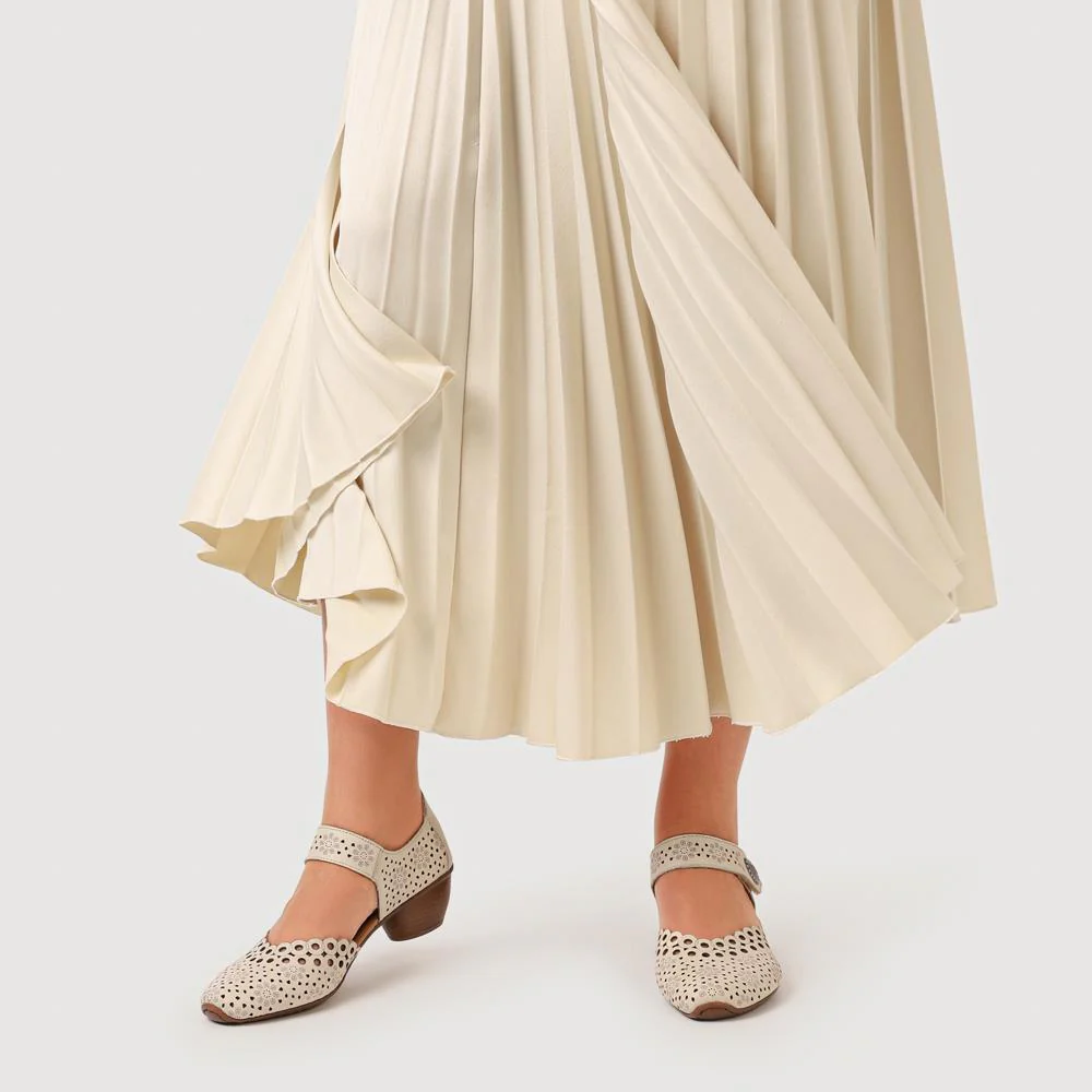 Leather Cuban-Heeled Mary Janes - RKR41536 / 327 286 - Beige - Image 6