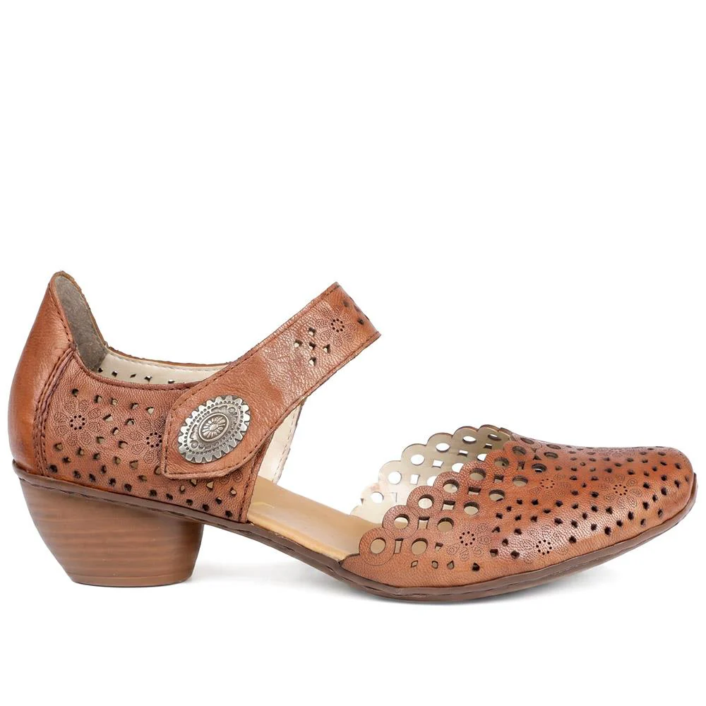 Leather Cuban-Heeled Mary Janes - RKR41536 / 327 286 - Tan - Image 2