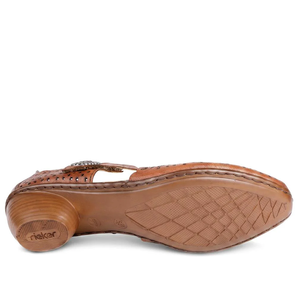 Leather Cuban-Heeled Mary Janes - RKR41536 / 327 286 - Tan - Image 5