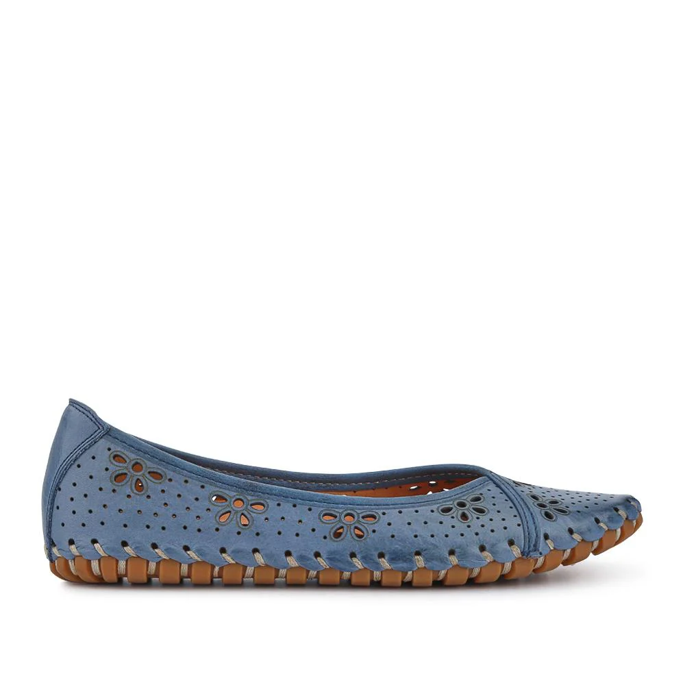 Leather Cushioned Pumps - KARY41003 / 327 469 - Denim - Image 2