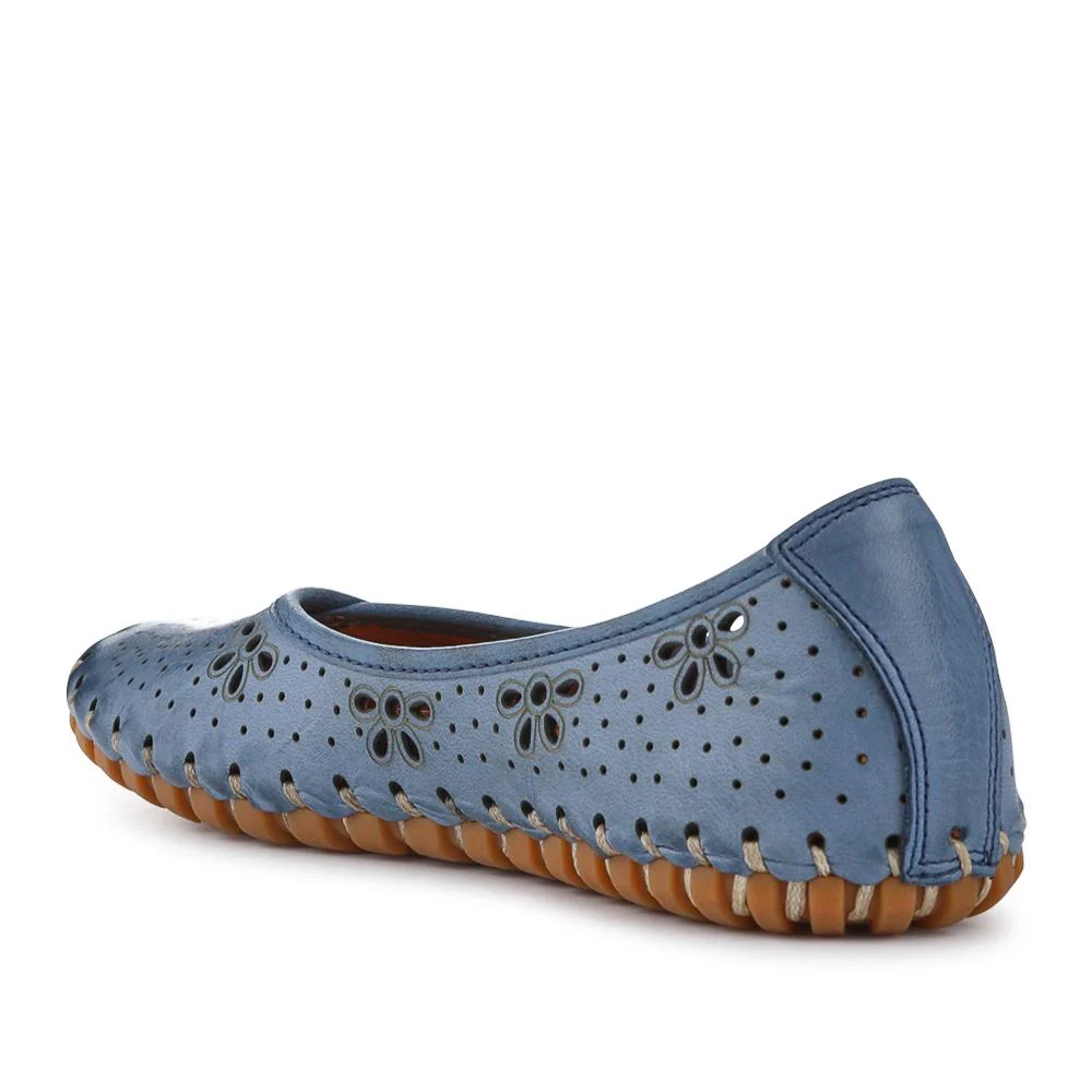 Leather Cushioned Pumps - KARY41003 / 327 469 - Denim - Image 3