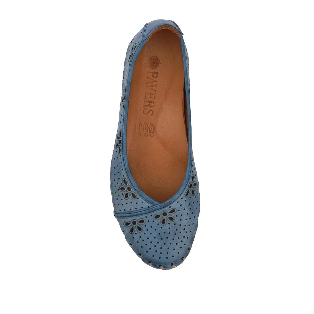 Leather Cushioned Pumps - KARY41003 / 327 469 - Denim - Image 4