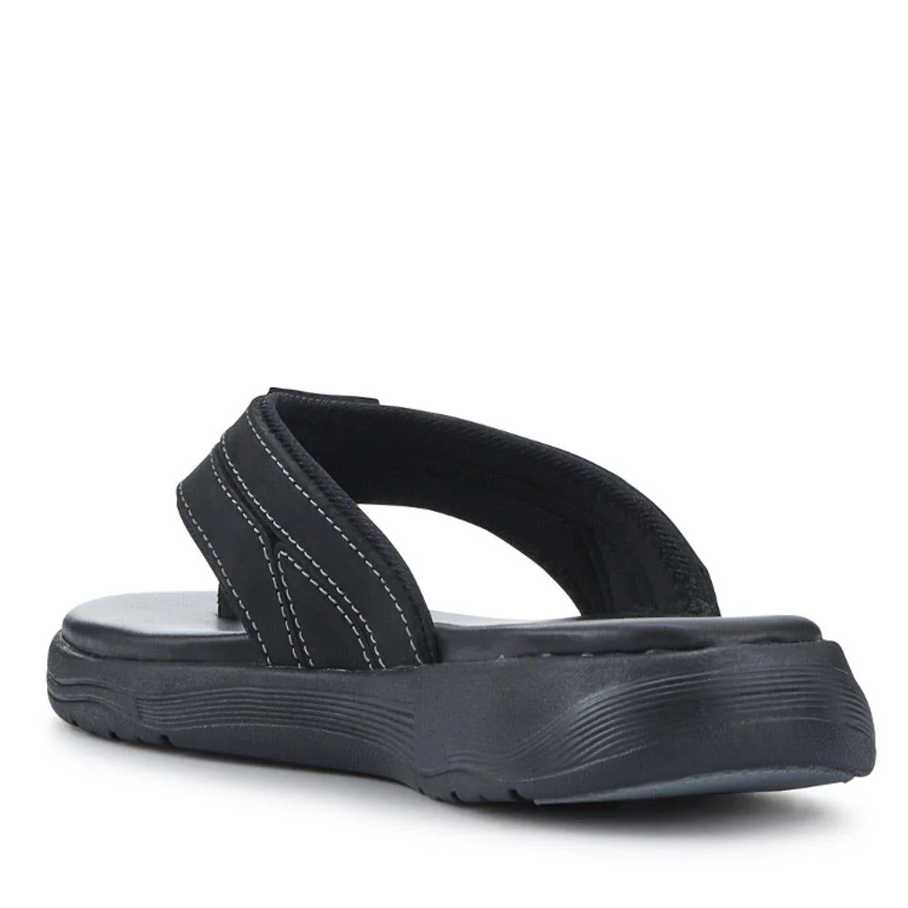 Leather Cushioned Toe Post Sandals - AATRA41008 / 326 943 - Black - Image 3