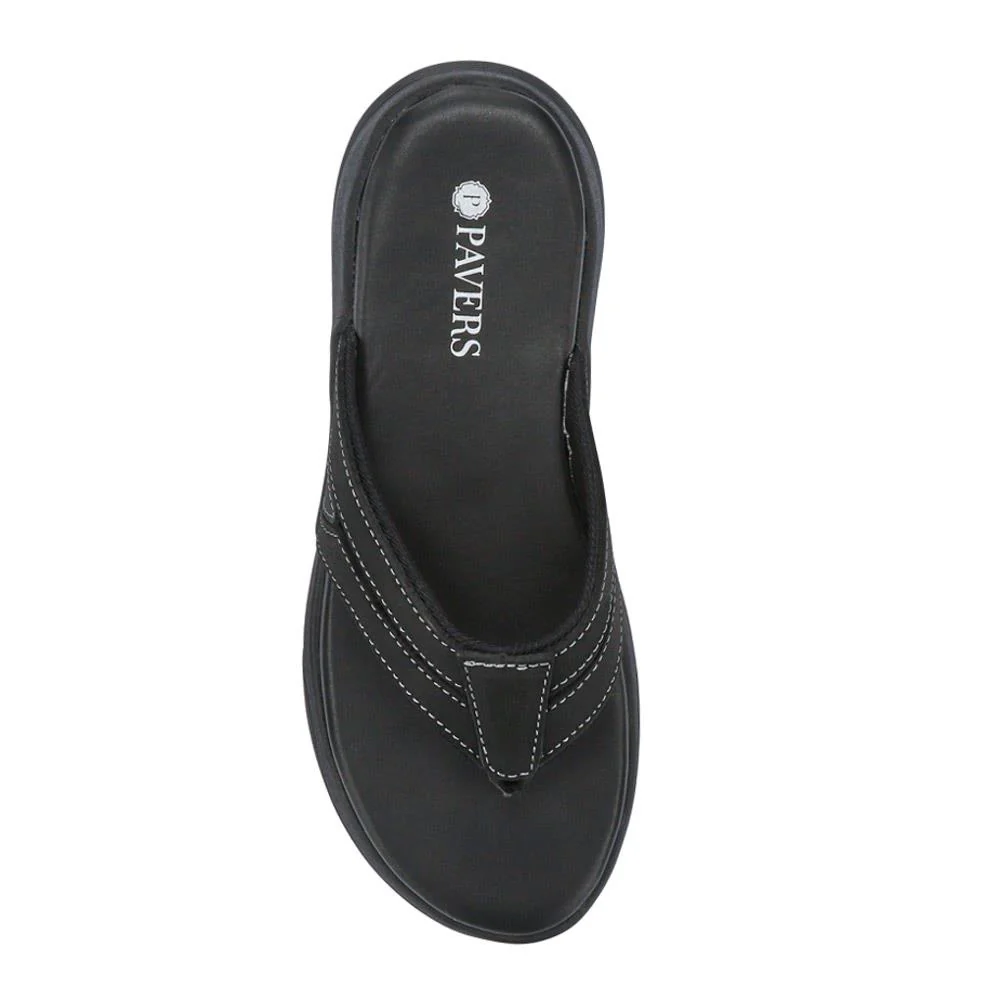 Leather Cushioned Toe Post Sandals - AATRA41008 / 326 943 - Black - Image 4