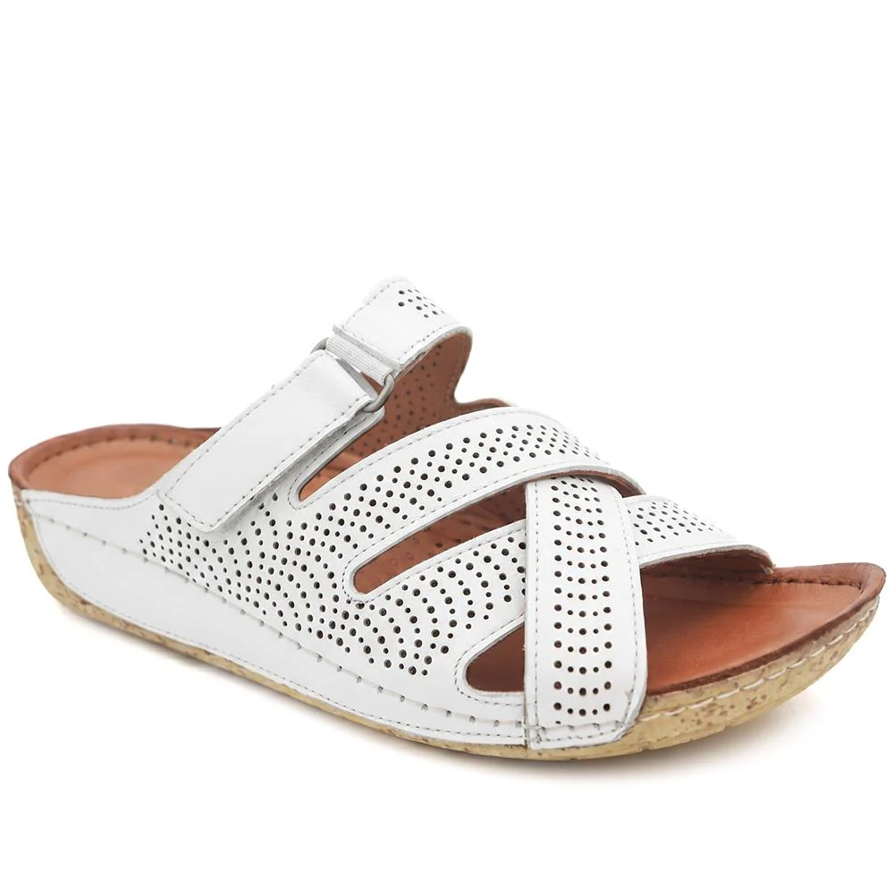 Leather Cut-Out Adjustable Strap Sandals - KARY43004 / 329 118 - Image 3