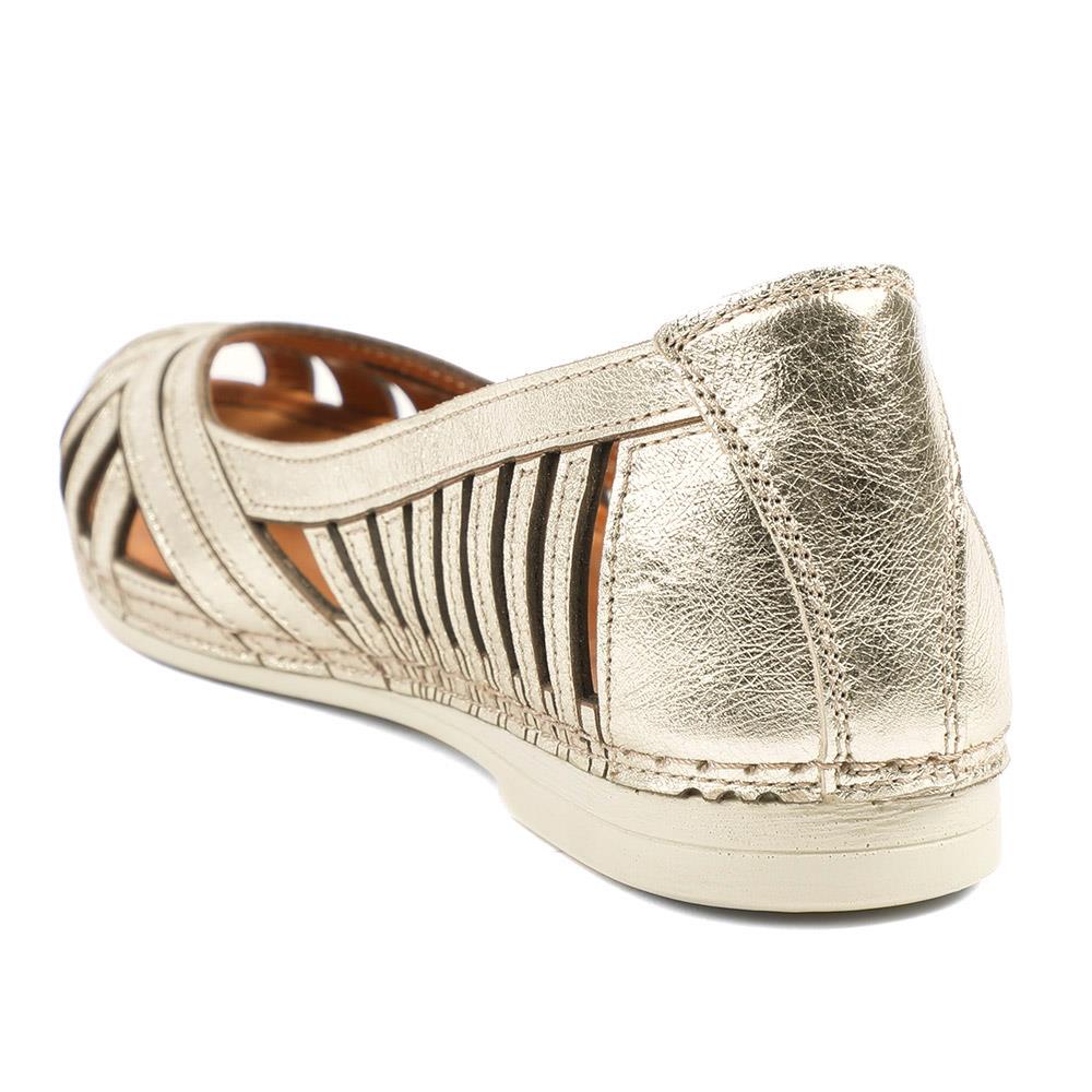 Leather Cut Out Peep Toe Flats - KARY43003 / 329 013 - Metallic - Image 4