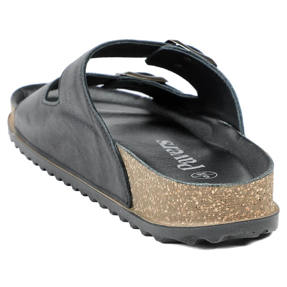 Leather Dual Buckle Fastening Sandals - METIN43022 / 329 635 - Black Leather - Image 4