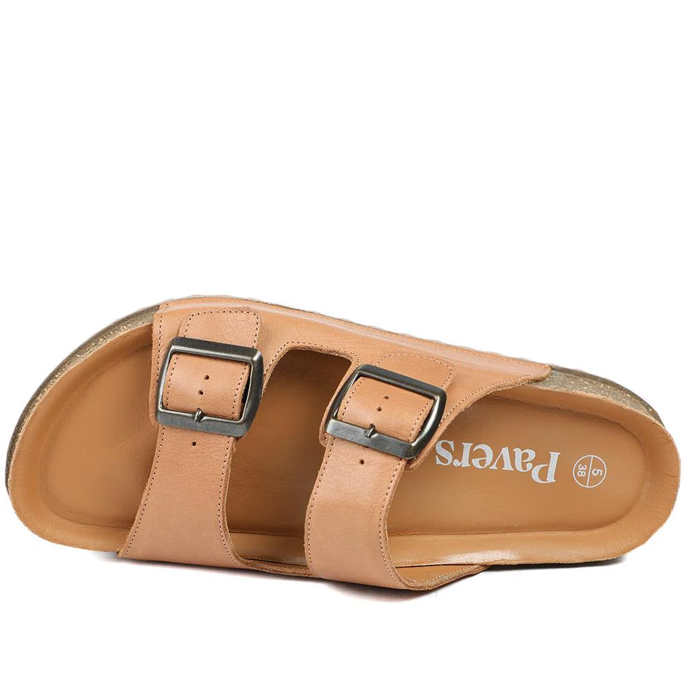 Leather Dual Buckle Fastening Sandals - METIN43022 / 329 635 - Tan Leather - Image 5