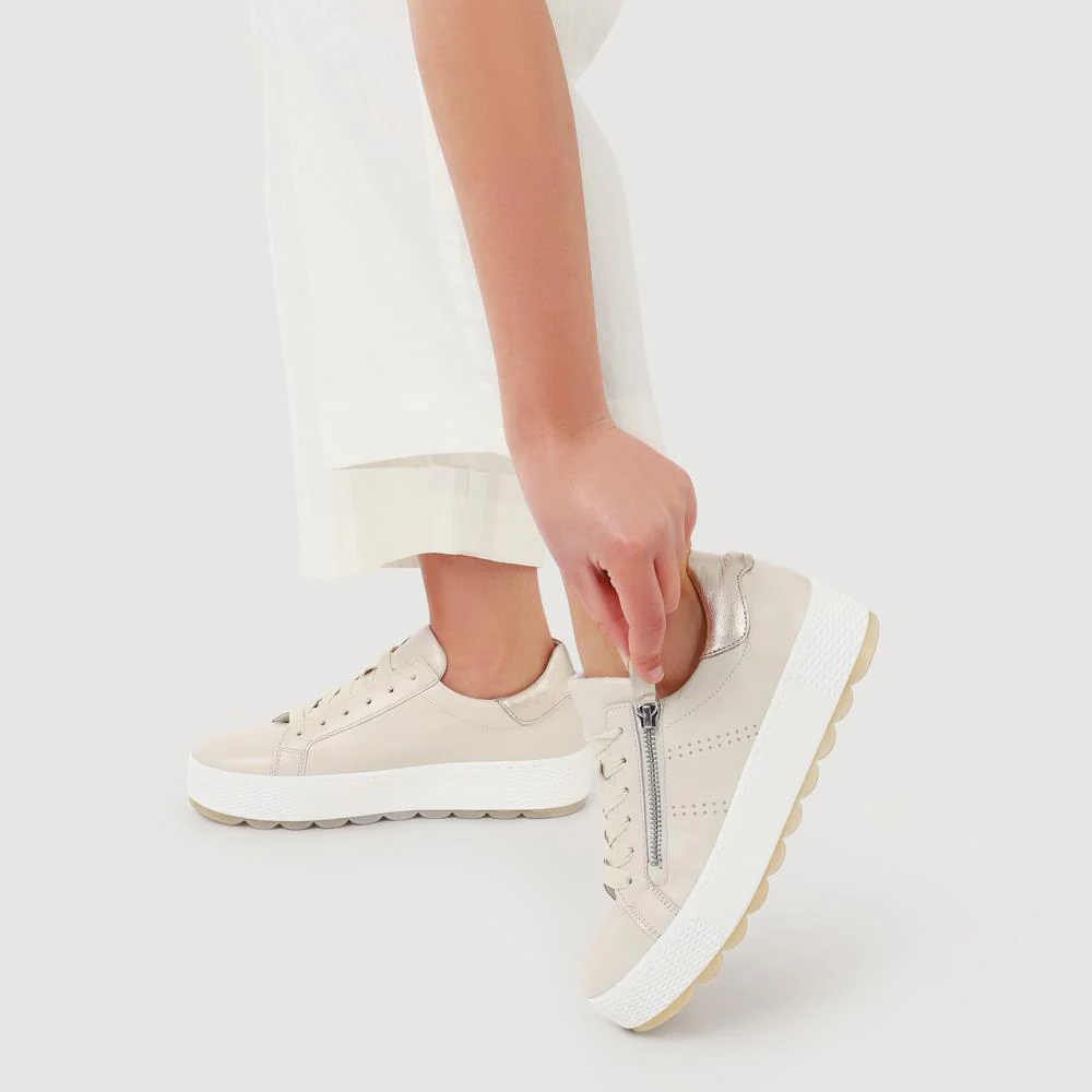 Quench Gabor Leather Platform Trainers - GAB41519 / 327 035 - Cream - Image 5
