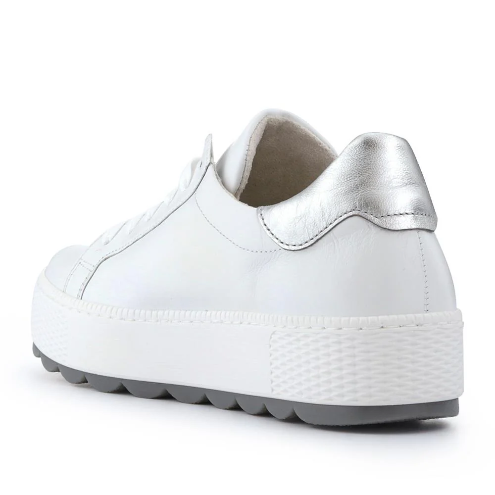 Quench Gabor Leather Platform Trainers - GAB41519 / 327 035 - White-Silver - Image 3