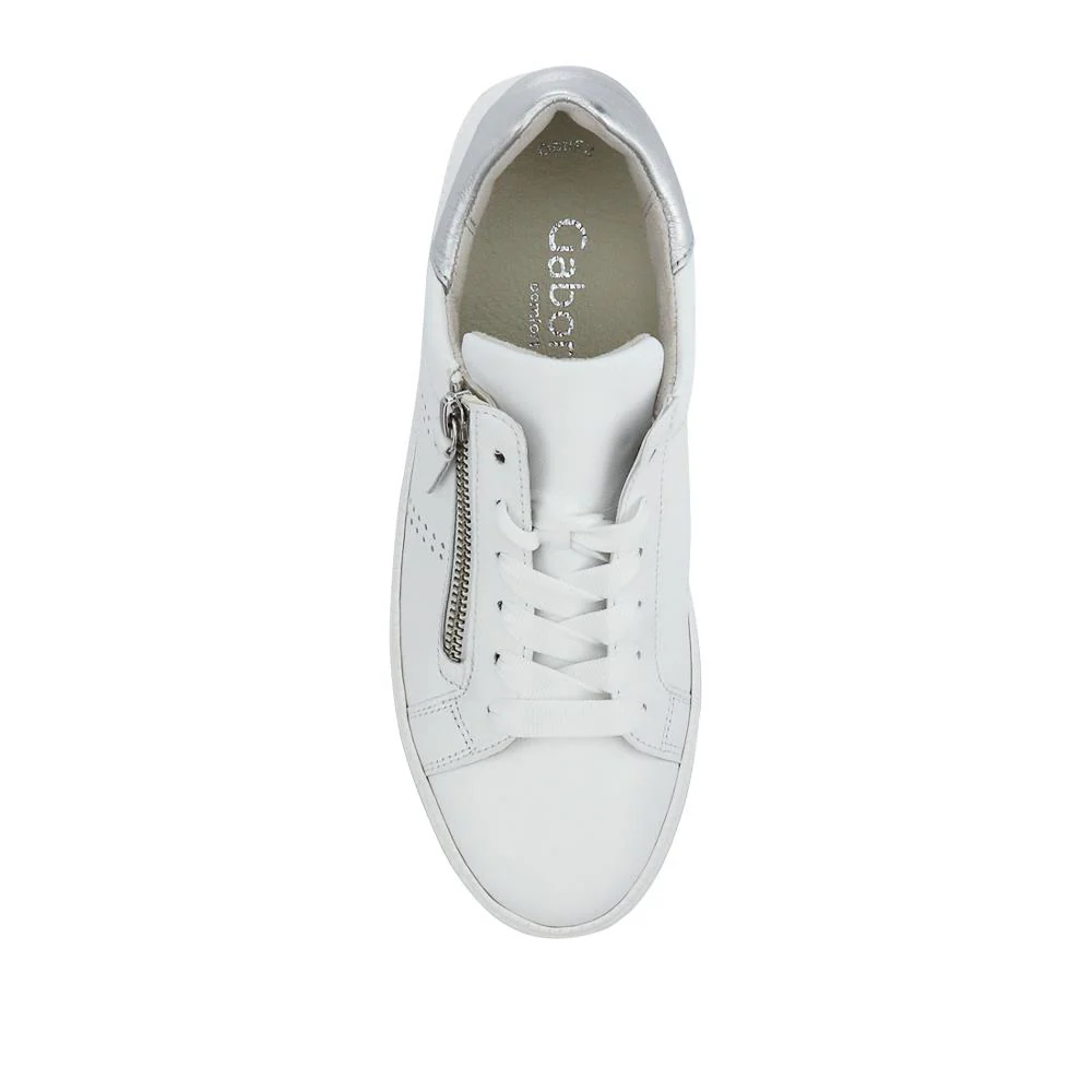 Quench Gabor Leather Platform Trainers - GAB41519 / 327 035 - White-Silver - Image 4