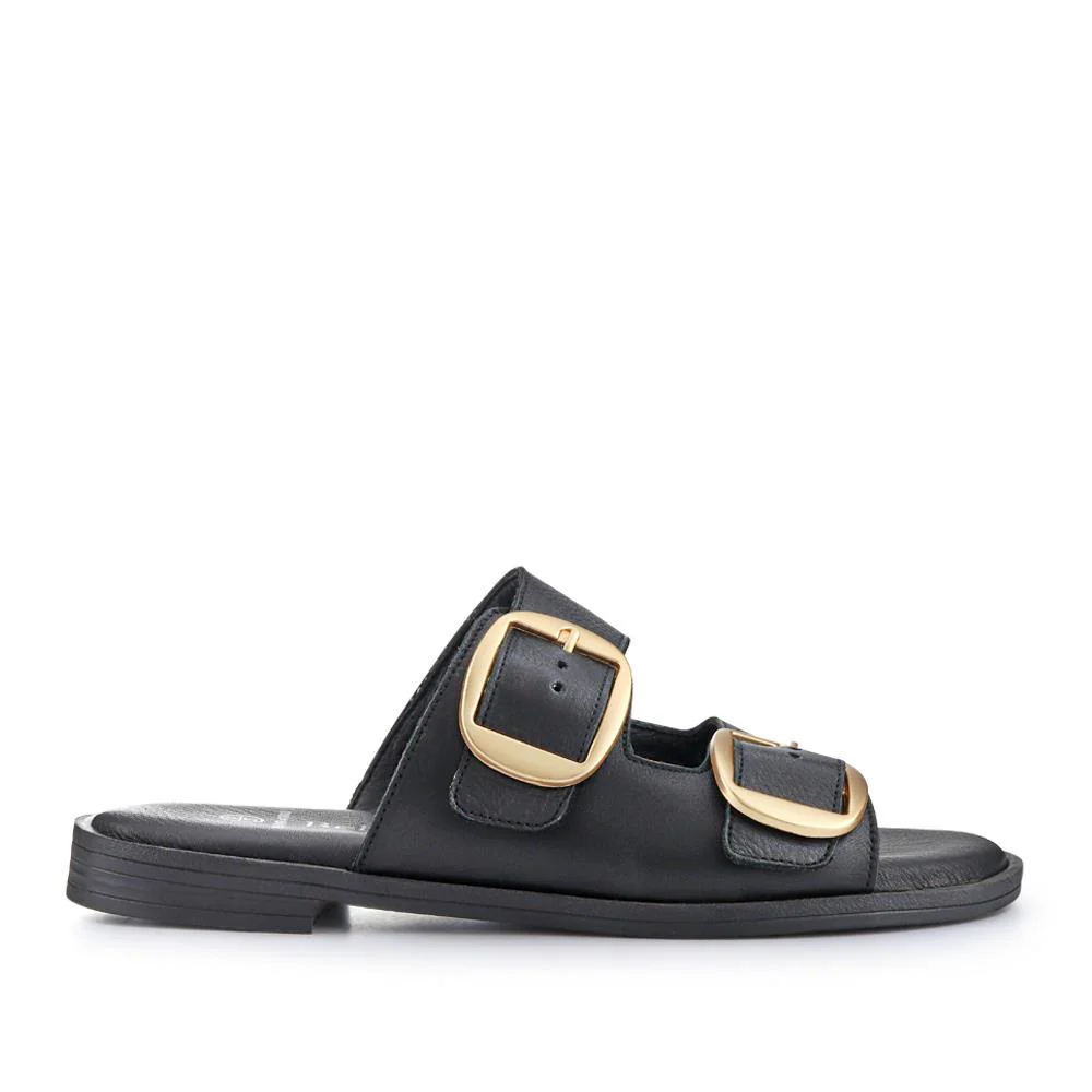 Leather Dual-Fastening Mules - BELYNR41000 / 327 501 - Black - Image 2
