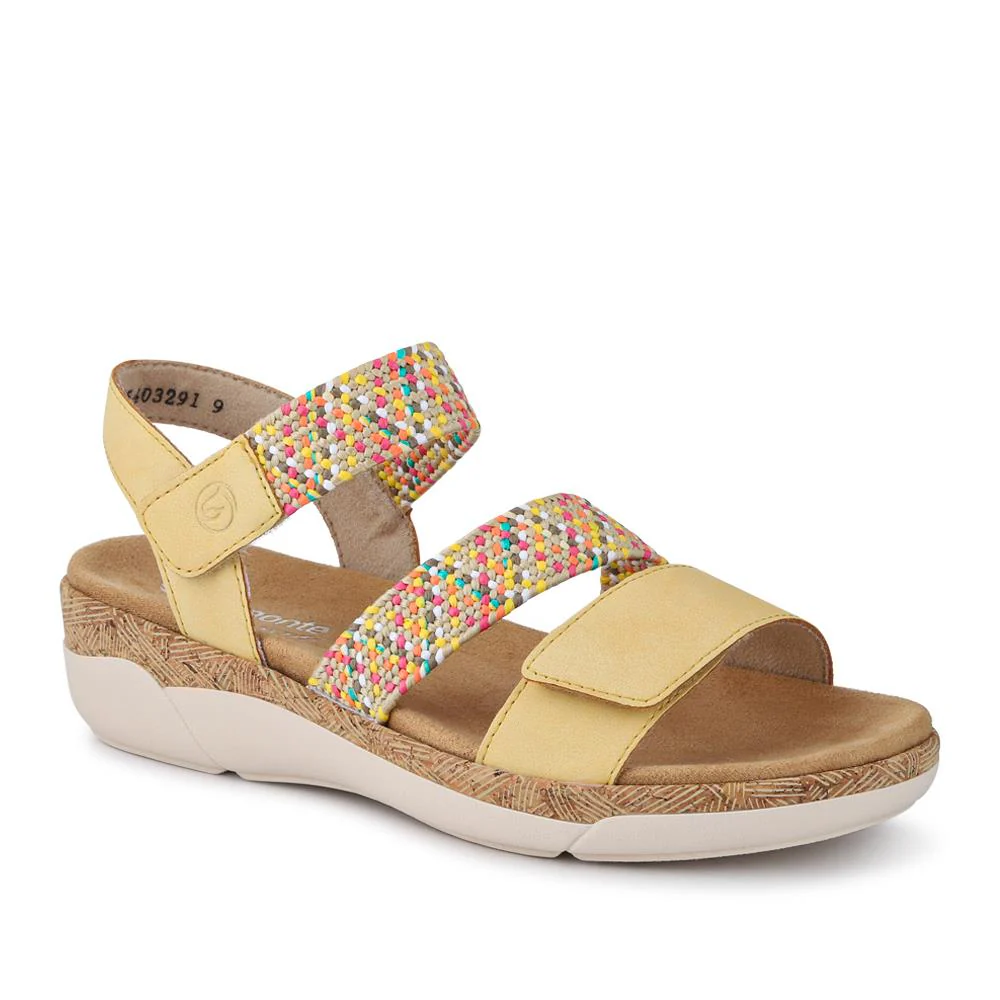Leather Dual-Fastening Sandals - DRS41513 / 327 092 - Yellow