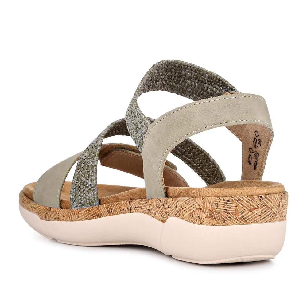 Leather Dual-Fastening Sandals - DRS41513 / 327 092 - Green - Image 3