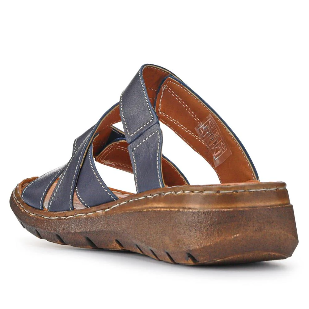 Leather Dual-Fastening Sandals - LUCK41011 / 327 393 - Navy - Image 3