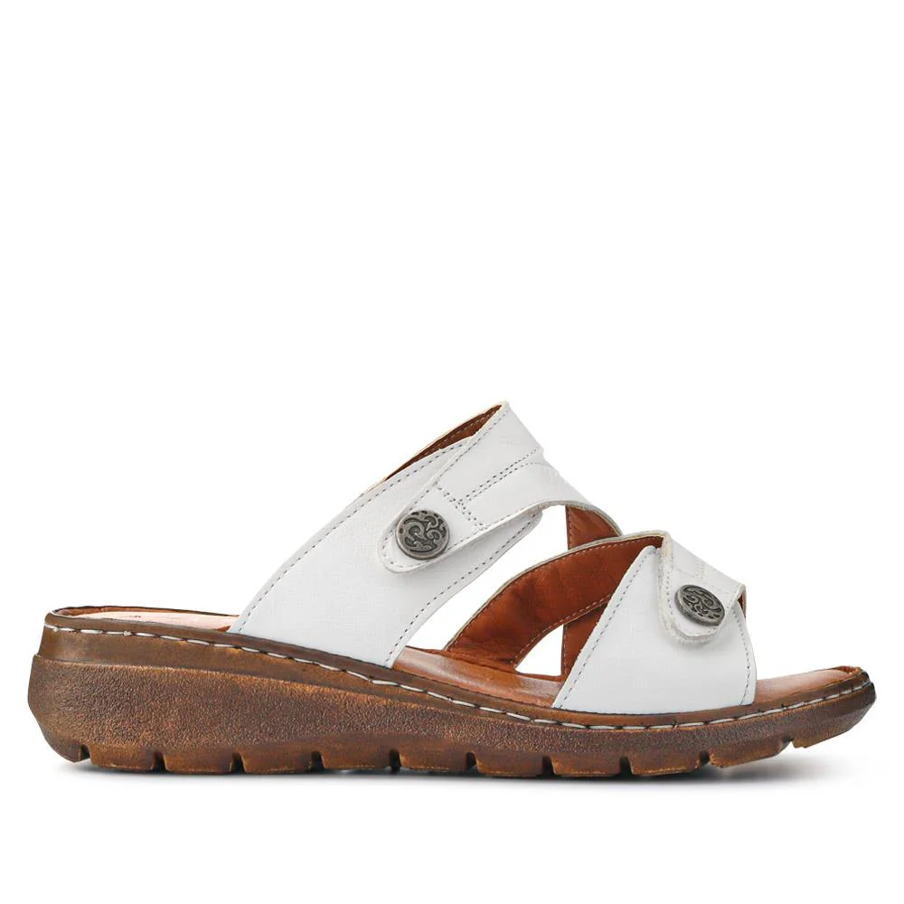 Leather Dual-Fastening Sandals - LUCK41011 / 327 393 - White - Image 2