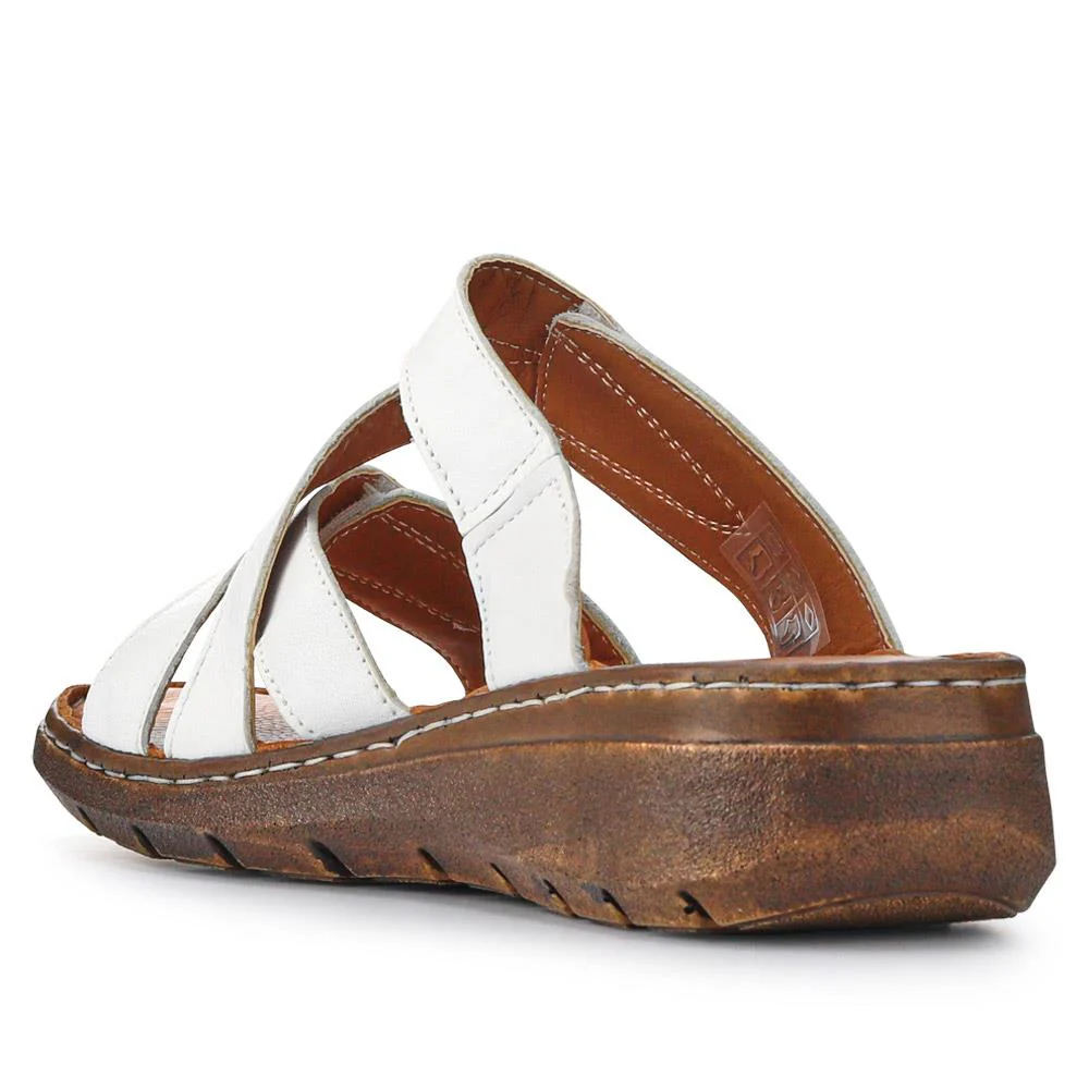 Leather Dual-Fastening Sandals - LUCK41011 / 327 393 - White - Image 3