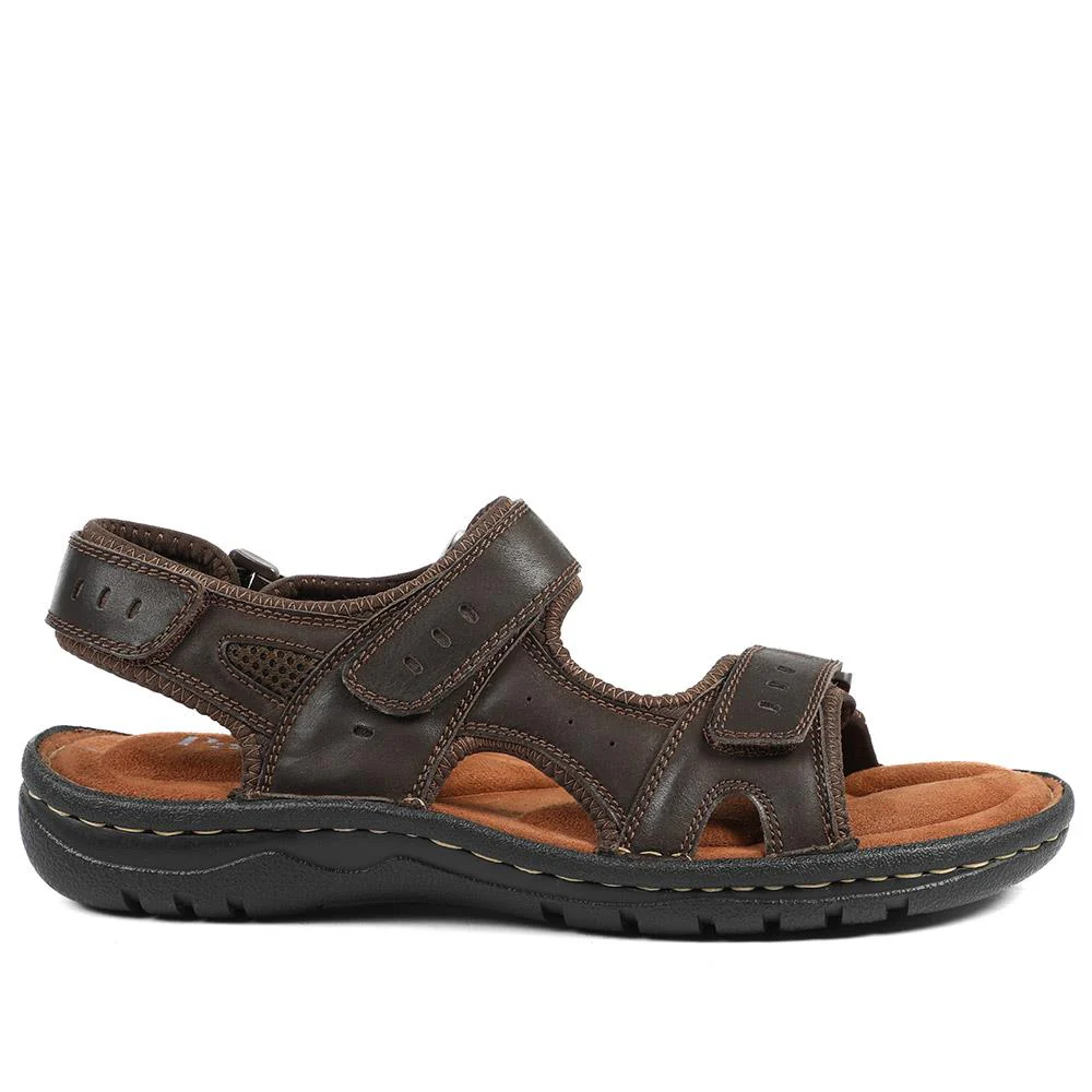 Leather Dual Fit Sandals - AATRA43006 / 328 929 - Dark Brown - Image 3