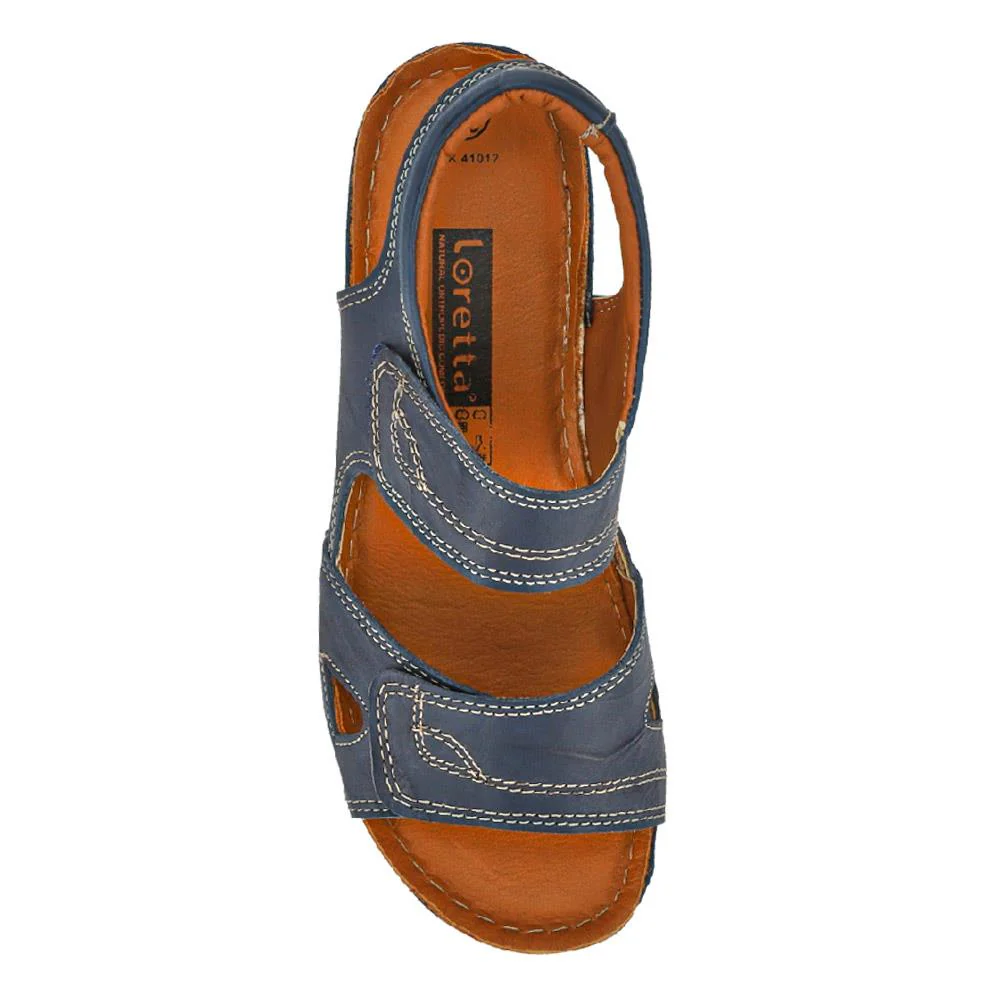 Leather Dual Touch-Fasten Sandals - HAK41012 / 327 452 - Navy - Image 4