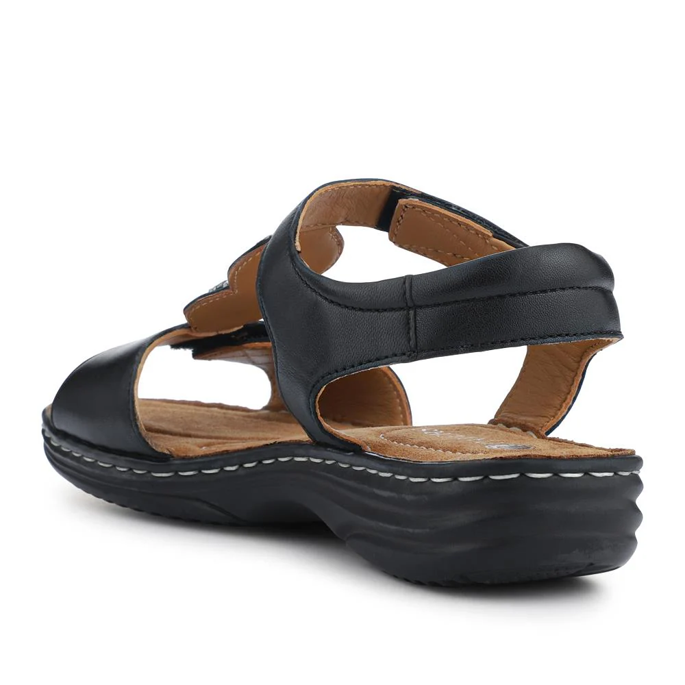 Leather Dual-Touch-Fastening Sandals - KF41007 / 327 492 - Black - Image 2