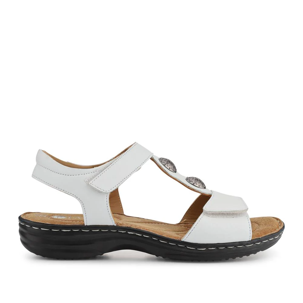 Leather Dual-Touch-Fastening Sandals - KF41007 / 327 492 - White - Image 2