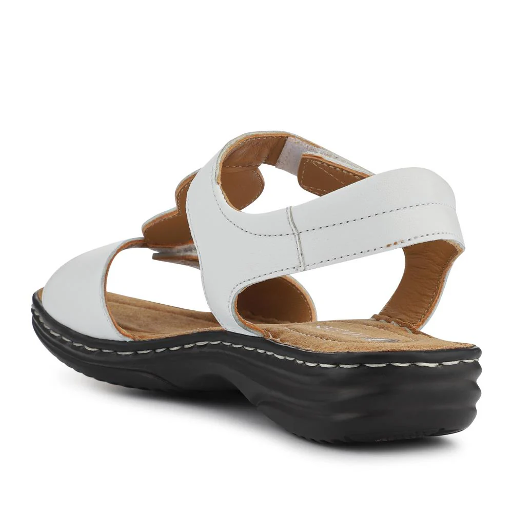 Leather Dual-Touch-Fastening Sandals - KF41007 / 327 492 - White - Image 3