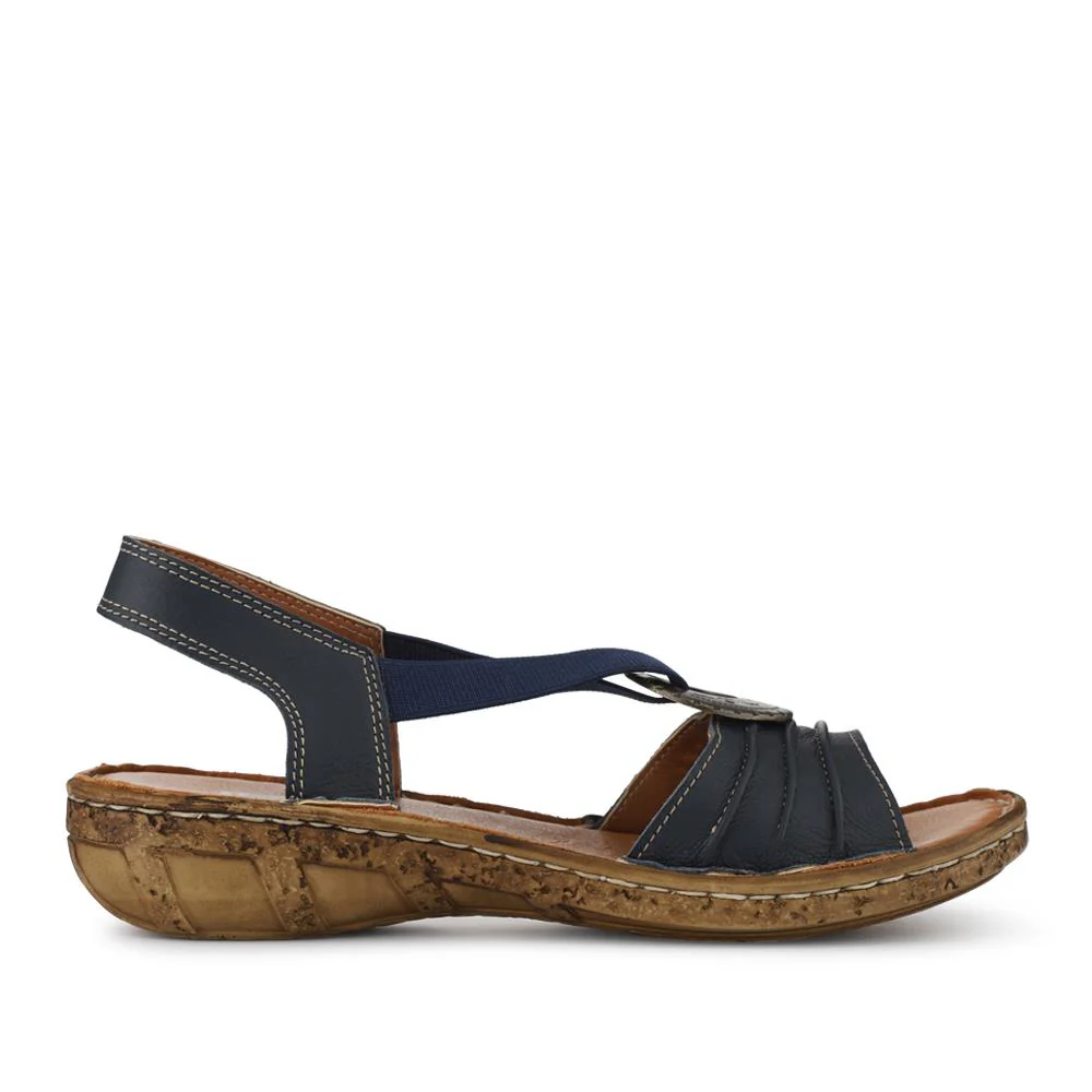Leather Elastic-Fit Sandals - HAK41015 / 327 614 - Navy - Image 2