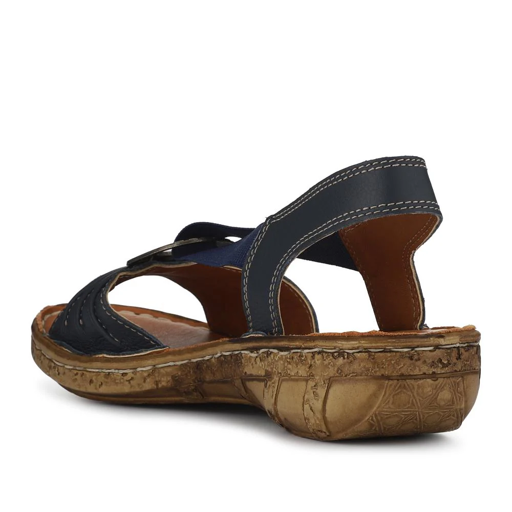 Leather Elastic-Fit Sandals - HAK41015 / 327 614 - Navy - Image 3