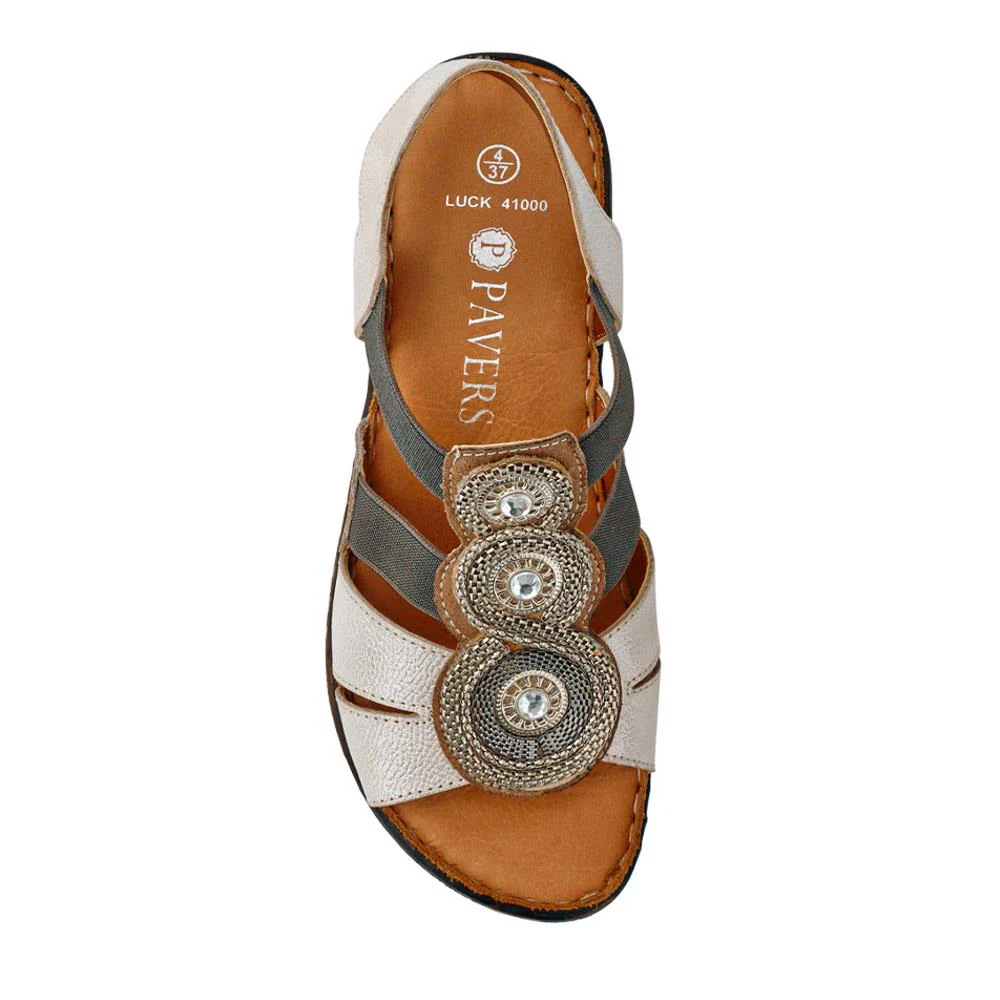 Leather Elasticated Sandals - LUCK41000 / 327 425 - Pewter - Image 4