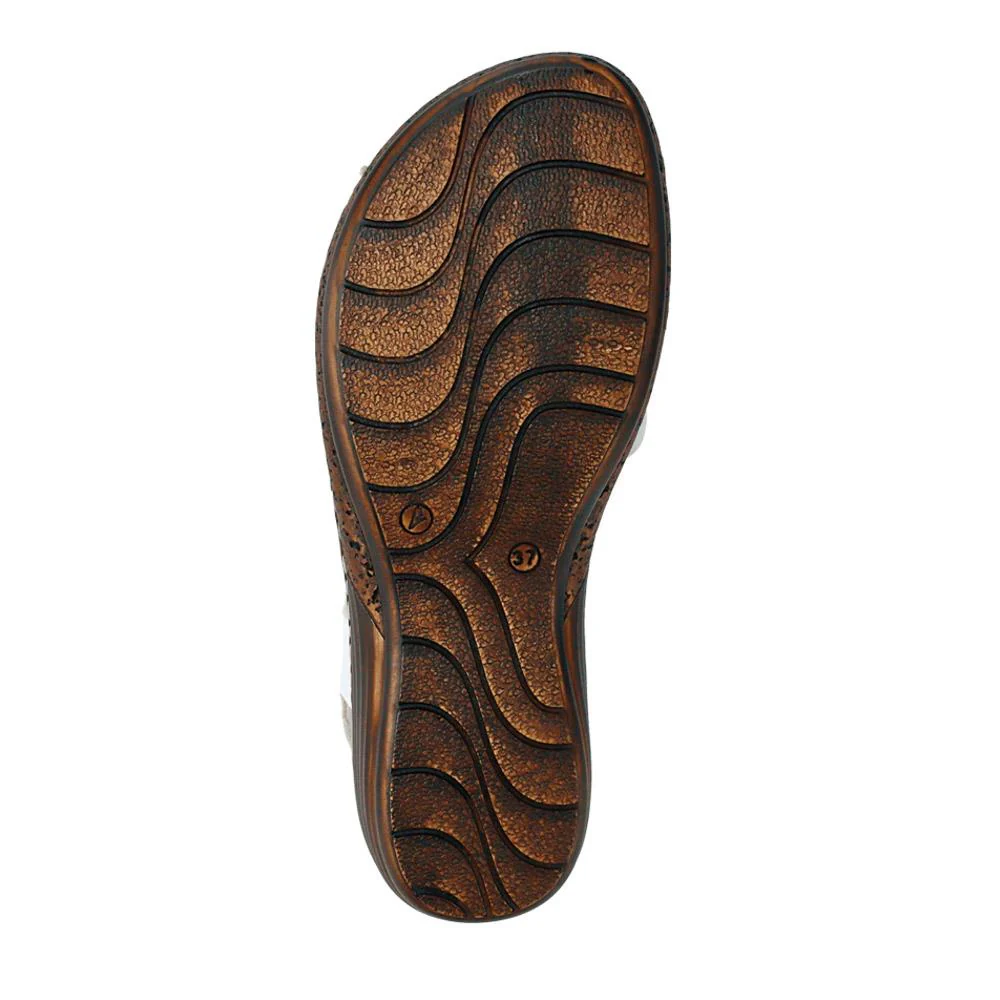 Leather Elasticated Sandals - LUCK41000 / 327 425 - White - Image 5