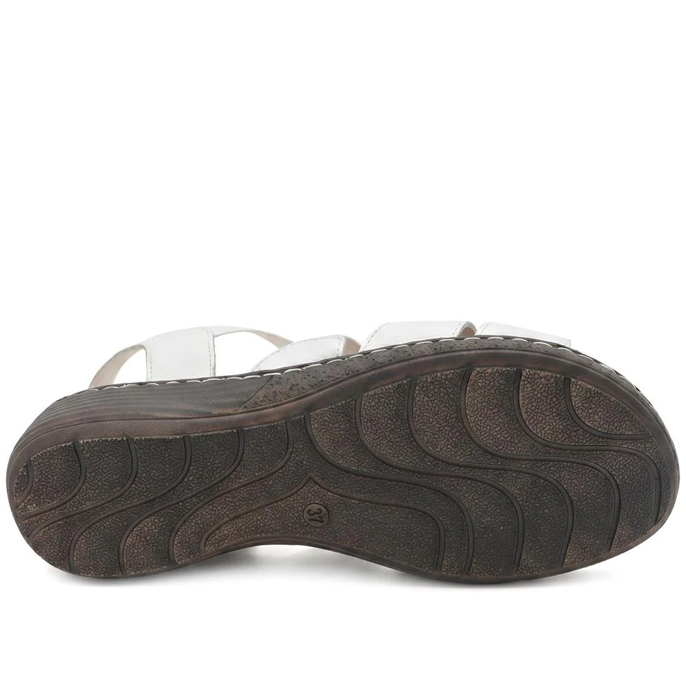 Leather Elasticated Sandals - LUCK41000 / 327 425 - White Multi - Image 5