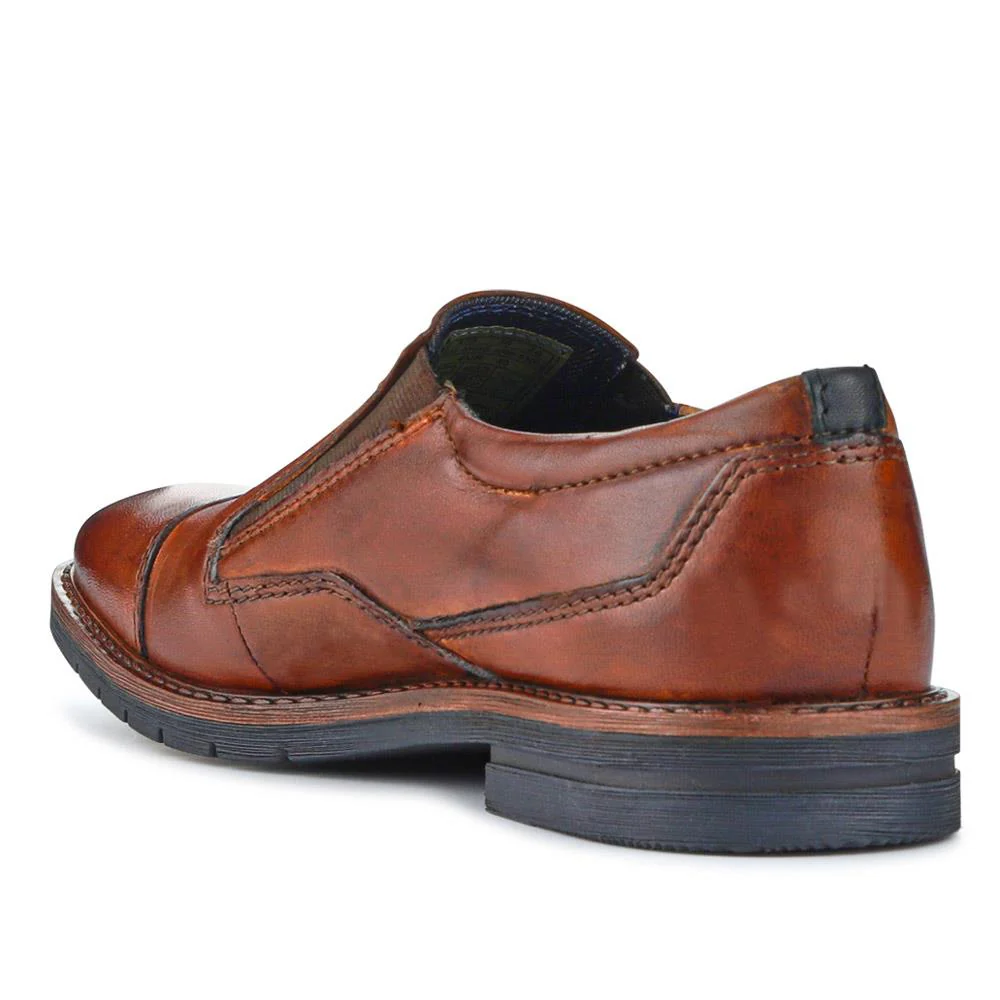 Leather Elasticated Slip-On Shoes - BUG41508 / 326 684 - Cognac - Image 3