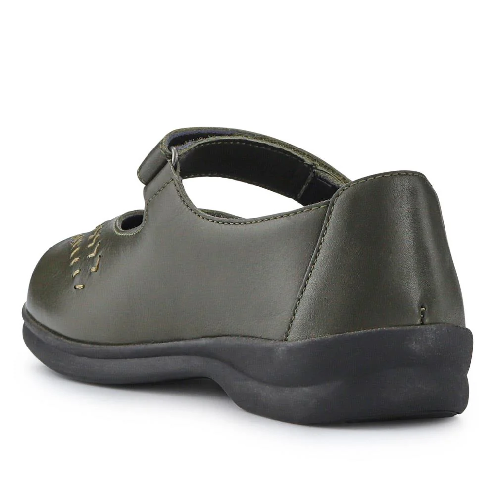 Extra-Wide Leather Mary Janes - TANTA / 327 206 - Khaki - Image 3