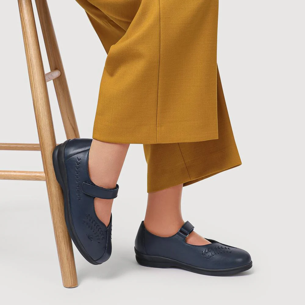 Extra-Wide Leather Mary Janes - TANTA / 327 206 - Navy - Image 5