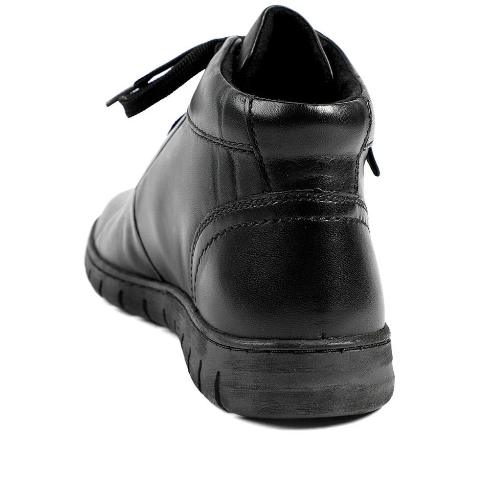 Leather Faux-Fur-Lined Ankle Boots - JOSEF40510 / 326 495 - Black - Image 3