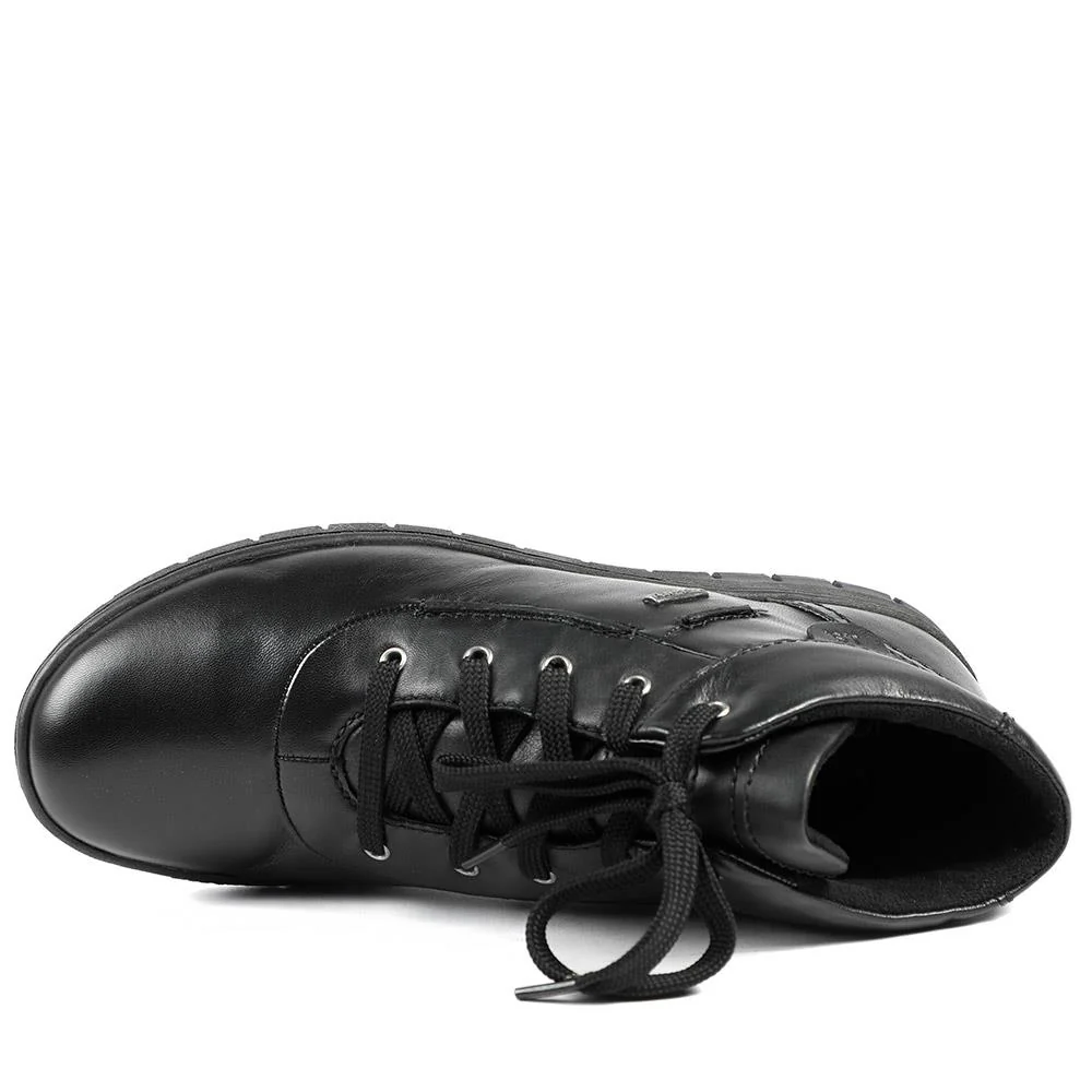 Leather Faux-Fur-Lined Ankle Boots - JOSEF40510 / 326 495 - Black - Image 4