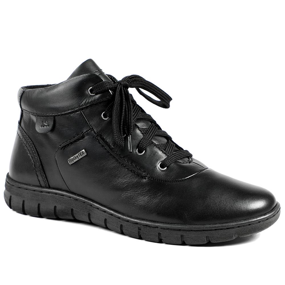 Leather Faux-Fur-Lined Ankle Boots - JOSEF40510 / 326 495 - Black