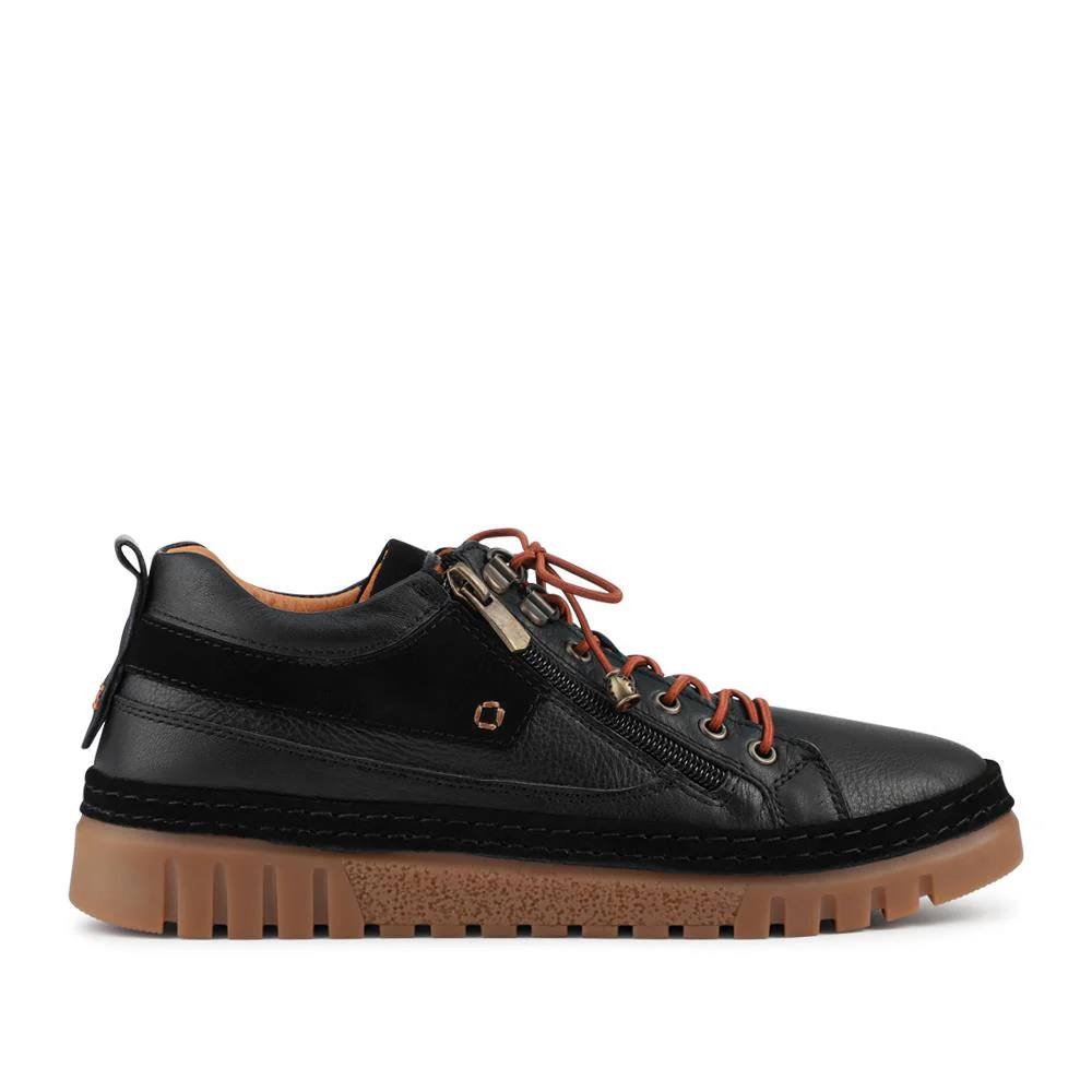 Leather Gum Sole Shoes With Zip Fastening - VITAS42001 / 328 497 - Black - Image 2