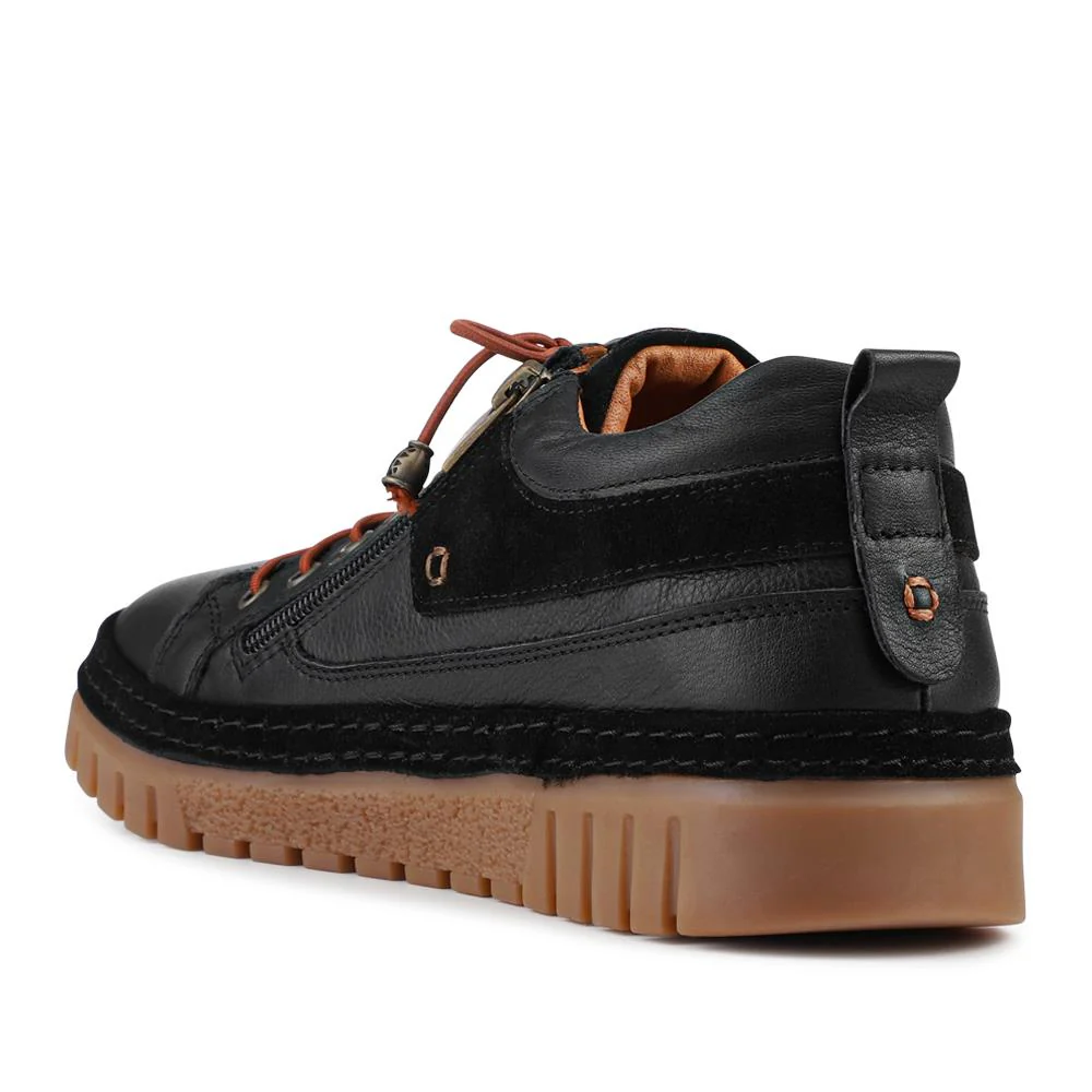 Leather Gum Sole Shoes With Zip Fastening - VITAS42001 / 328 497 - Black - Image 3